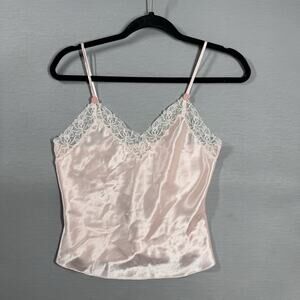 VTG Victorias Secret Gold Label Satin Lace Cami Tank Size P Pink Button Y2K XS